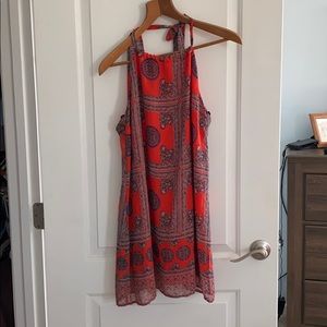 Printed red beach dress